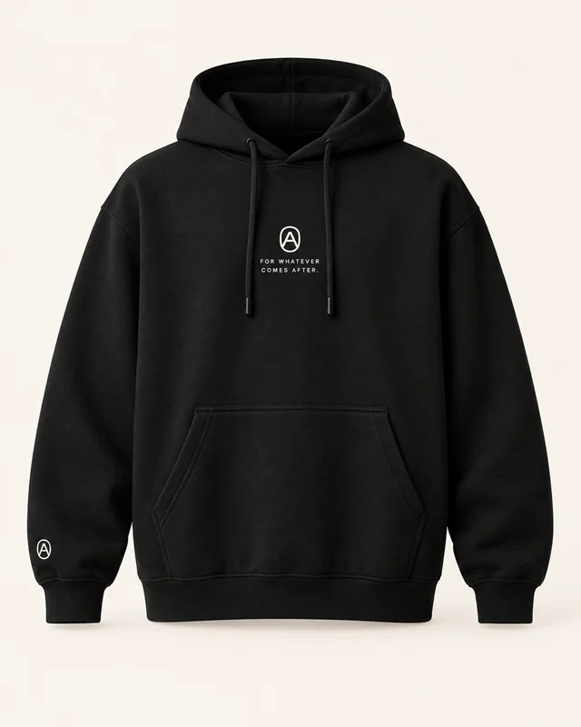 AFTER Everyday Hoodie in black, front view — Bengaluru