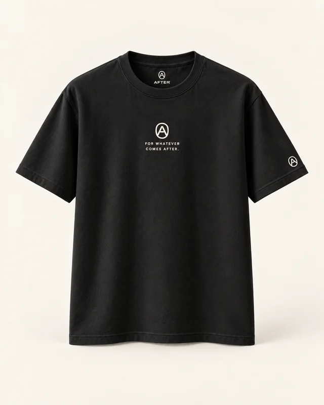 AFTER Everyday Tee in black, front view — Bengaluru